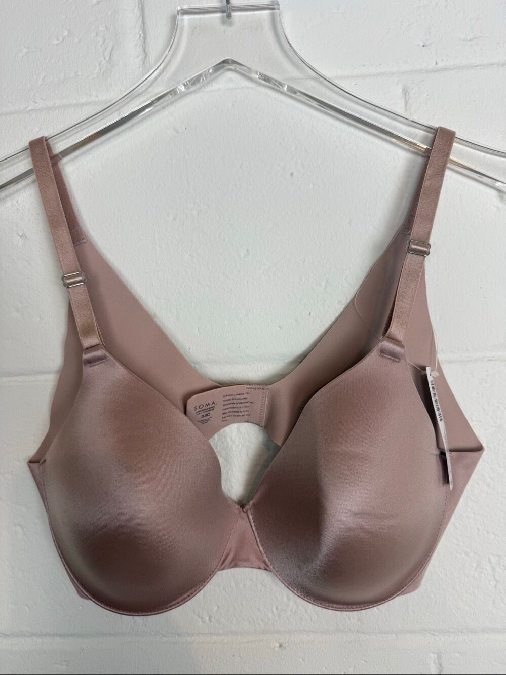 Soma Vanishing Back Full Coverage Bra 34C Adobe Rose NWT Wireless Seamless